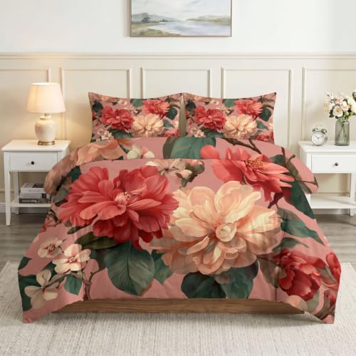 California King Duvet Cover Set Plants Floral Green Leaves Elegant