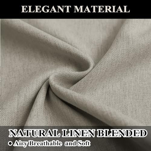 Fcosie Blackout Linen Curtains 108 Inches Long - Pinch Pleat Drapes