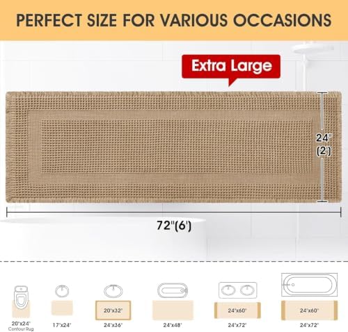 IM HOME Extra Large Waffle Bath Mat, Boho Bathroom Rugs Absorbent Non