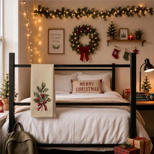 Neutral Holly Berry Christmas Decorative Kitchen Towels 16x24 Inch