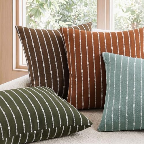 decorUhome Striped Decorative Throw Pillow Covers 22x22 Set of 2