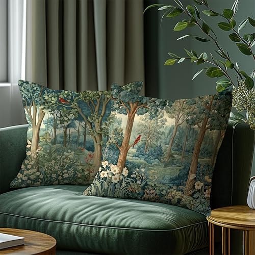 Rustic Spring Forest Pillow Covers 18x18 Double-Sided, Cottagecore