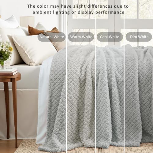 Exclusivo Mezcla Soft Fleece King Size Blanket for Bed, Light Grey