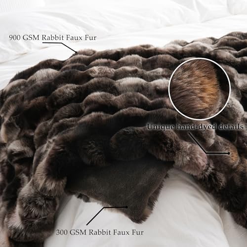 BENVWE Fluffy Faux Fur Throw Blanket for Couch, Soft Plush Thick Cozy
