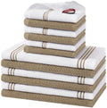 Homaxy Dual Design Kitchen Towels and Dishcloths Set, 12 Pack, Khaki