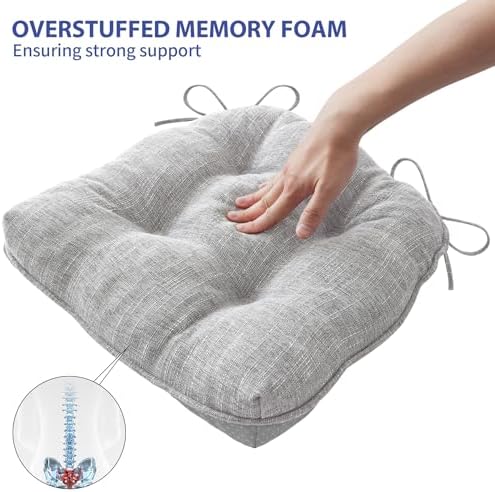 IPYNBAP Memory Foam Chair Cushions Set of 4, 15.5"x15.5"x4", Light