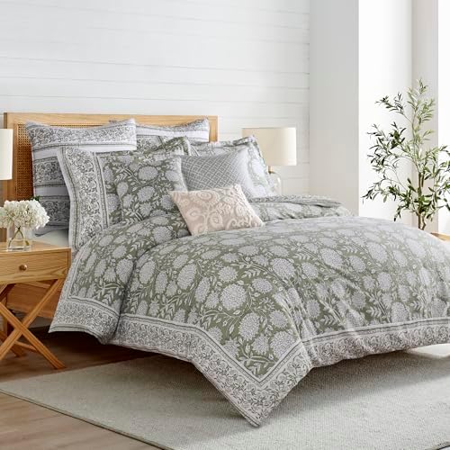 Levtex Home Adare Sage Reversible King Duvet Cover Set (106x94in) with