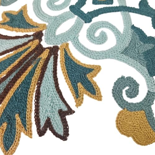 Set of 2 Embroidered Throw Pillow Covers 18x18 Inch, Boho Turquoise