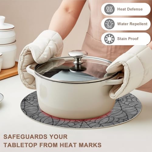 Minimalist Webs Faux Leather Placemats Set of 6, 15in, Waterproof Heat