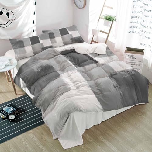 Duvet Cover Set Queen, Modern Abstract Geometric Graffiti Art 3 Piece