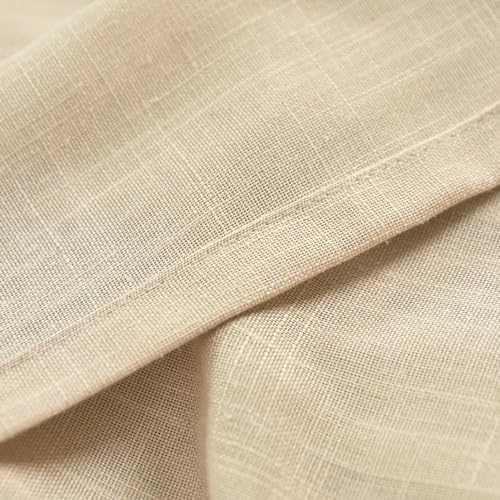 FINECITY Taupe Linen Curtains 63 Inch Length for Bedroom, 2 Panels