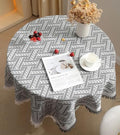 Cotton Linen Jacquard Geometry Square Tablecloth for Square/Round