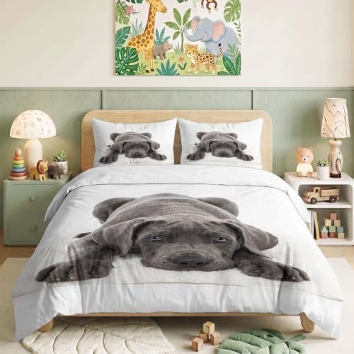 King Duvet Cover Set Soft Microfiber Animals Great Dane