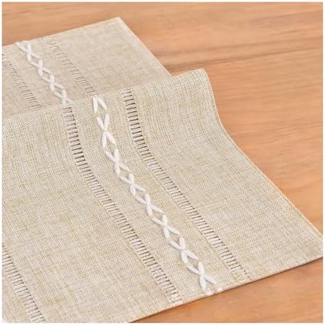 Cotton Linen Placemats, Rustic Hemstitch Place Mats for Kitchen Table