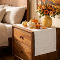 Beige Checked Table Runner 36 Inch, Fall Small Cotton Linen Dresser