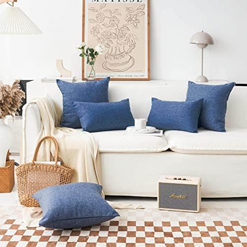 Home Brilliant Linen Decorative Pillow Cover Burlap Denim Throw Pillow