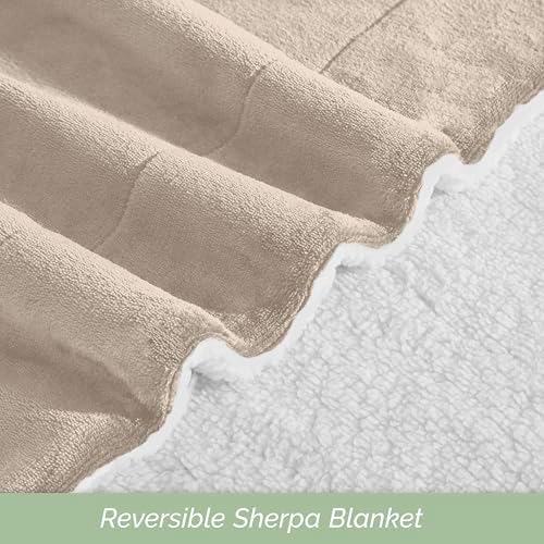 Elegant Comfort Ultra Soft Reversible Flannel Sherpa Blanket - Cozy