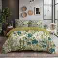 Duvet Cover Set Queen Sage Green Orchids Wild Grass Bedding