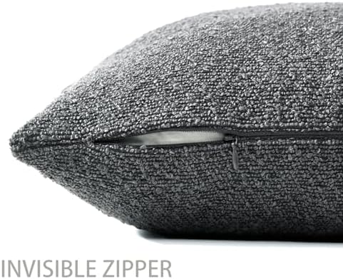 18x18 Boucle Throw Pillow Covers, Set of 2, Charcoal