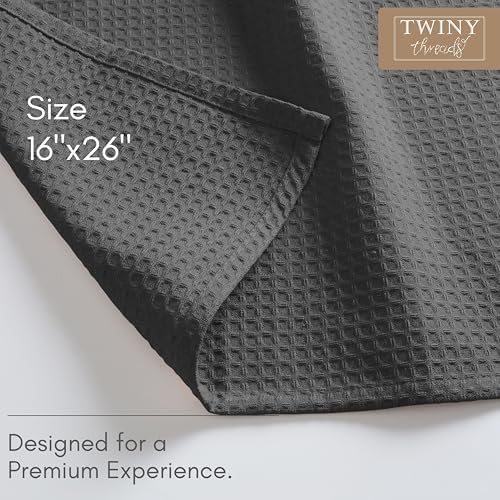 TWINY threads 12 Pc 100% Cotton Kitchen Towels, 16"x26", Quick Dry