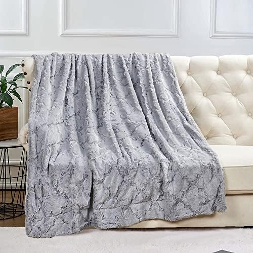 Home Soft Things Brushed Faux Fur Throw with Sherpa Backing, 60" x