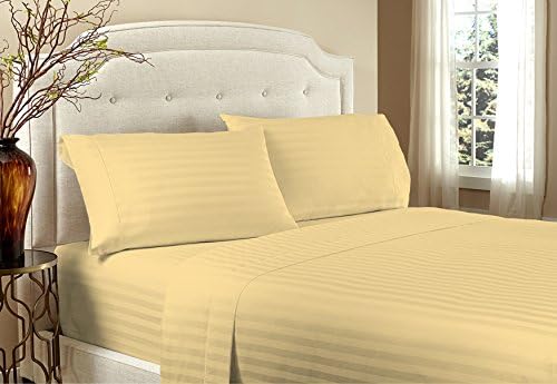 Home Design 1800 Series Hotel Stripe Sheet Sets, Queen, Taupe