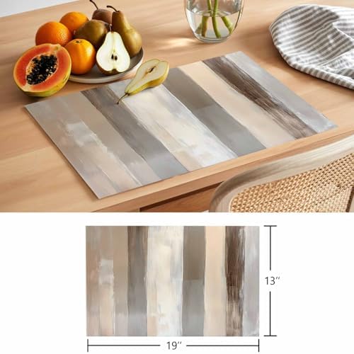 Placemats Set of 8, Brown Grey Woven Placemat, Linen Place Mats for