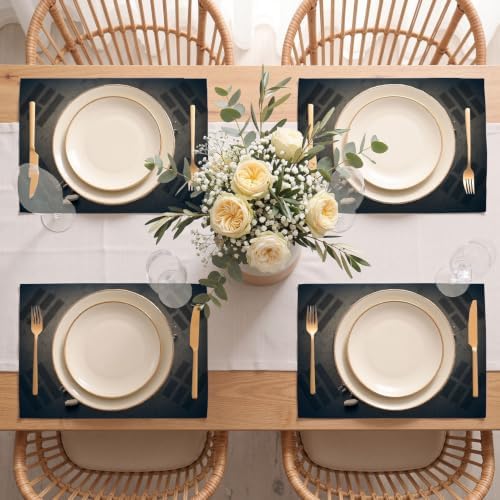 Placemat Set of 12 Washable Linen Textured Place Mats for Dinner