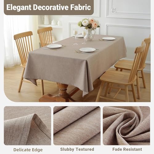 Laolitou Table Cloth Rectangle Linen Waterproof Textured Mocha