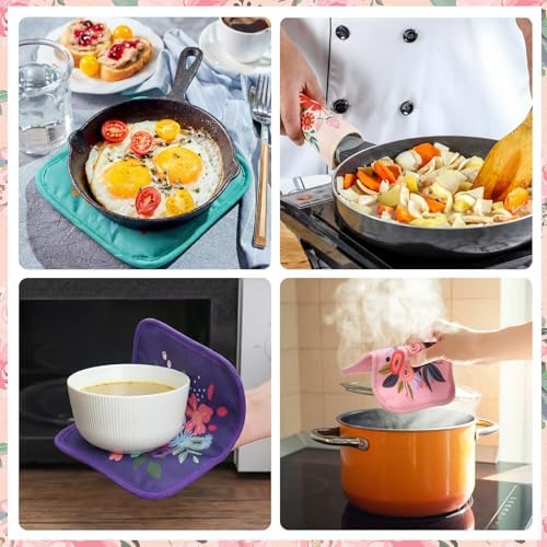 Willinglong 16 Pcs Floral Pot Holder for Kitchen Cute Heat Resistant