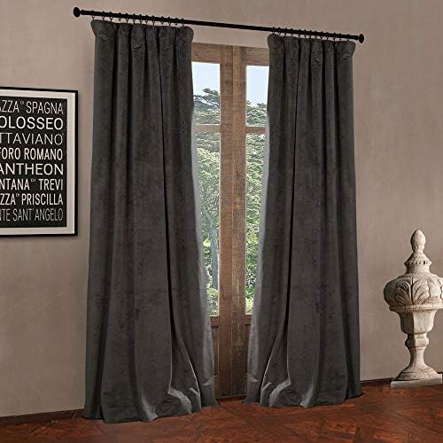 LETAU Pinch Pleated Room Darkening Velvet Curtains 84 inches Long