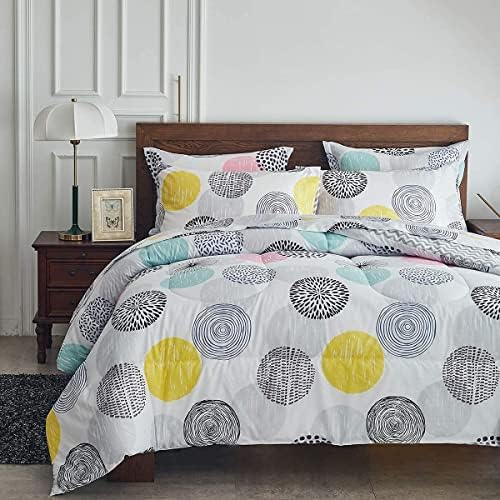 7 Pieces Comforter Sheet Set King Size Bed in a Bag - Colorful Dots