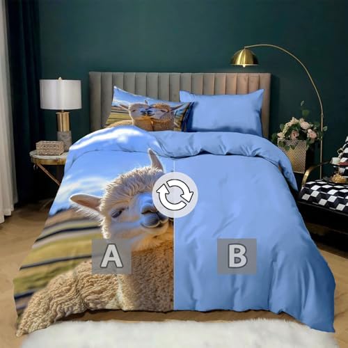 California King Duvet Cover Set Animals Alpacas in Love Soft