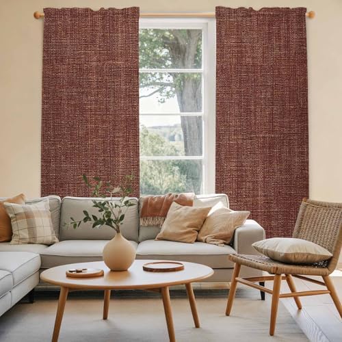 Dark Brown Window Curtains 72 Inch Long 2 Panel Set, Rod Pocket Long