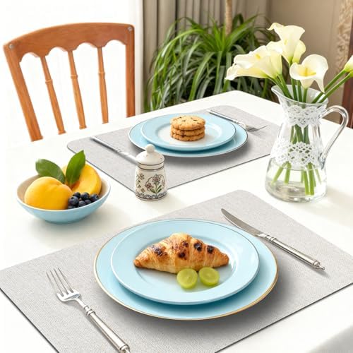 Vinyl Placemats Set of 6-12×17.7 Inch Waterproof & Heattable