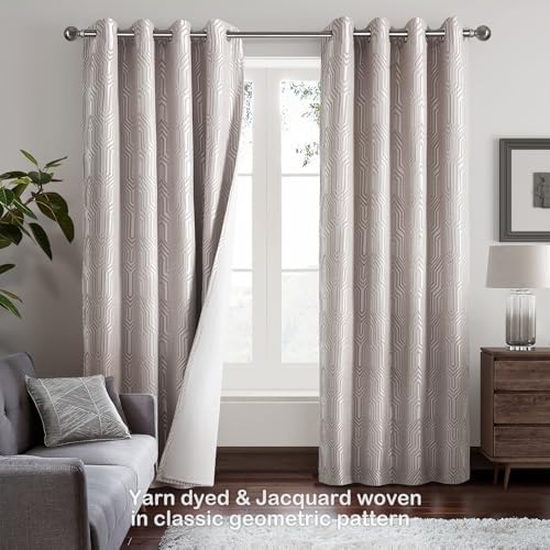 Mocha and Silvery 100% Blackout Curtains 120 Inch Length 2 Panels