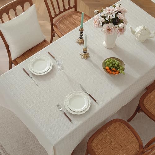 Natural Linen Cottton Tablecloth,Rectangle Rustic Elegant Tablecloth