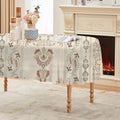 Vintage Floral Print Oval Table Cloth, Waterproof Duty Vinyl Plaid