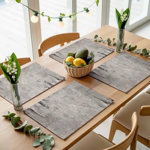 Vintage Grey Mottled Placemats Set of 8 Distressed Rough Surface Wall