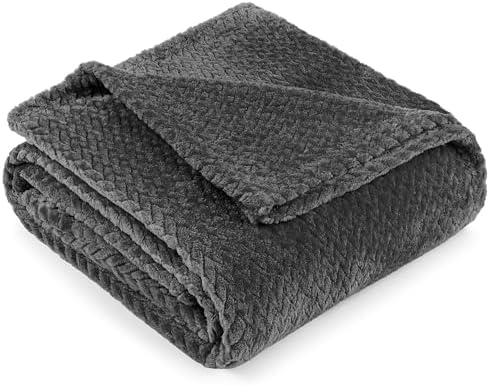 PAVILIA Soft Plush Fleece Twin Blanket for Couch Sofa Bed, Dark Gray