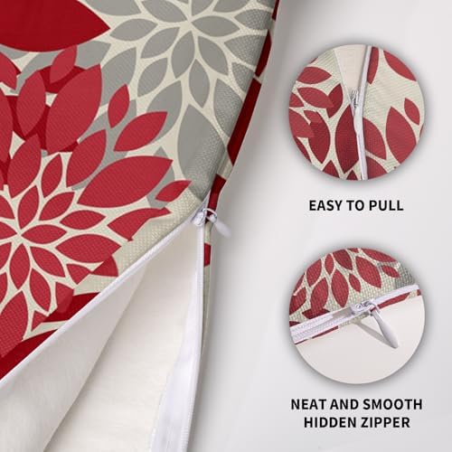 Red Christmas Pillow Covers 18X18 Inch Set of 2, Dahlia Flower Spring