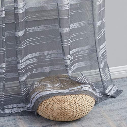 HLC.ME Broadway Stripe Decorative Sheer Light Filtering Grommet Window