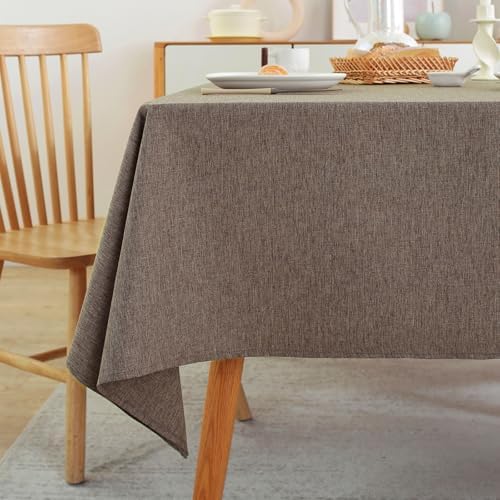 Laolitou Table Cloth Rectangle Linen Waterproof Textured Coffee
