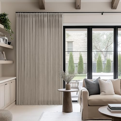 Taupe Pinch Pleated Linen Curtains 96 Inches Long for Living Room
