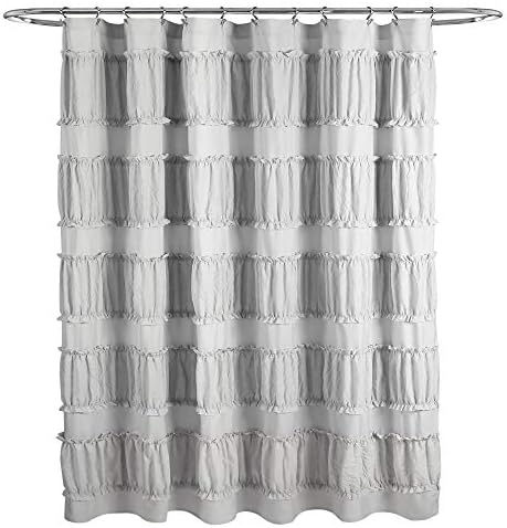 Lush Decor Nova Ruffle Shower Curtain, 72" x 72", Gray