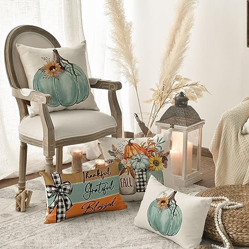 AVOIN colorlife Fall Pumpkin Home Sweet Home Throw Pillow Covers, 12 x