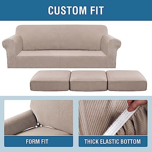 H.VERSAILTEX 4 Piece Stretch Sofa Covers for 3 Cushion Couch Covers