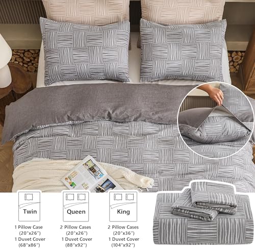 Simple&Opulence 100% Cotton Duvet Cover Queen Size, 3 Pcs Checkered