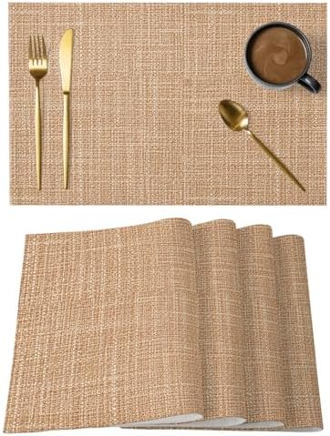 Round Placemats Set of 8 Minimalist Sandy Beige Place Mats Nature