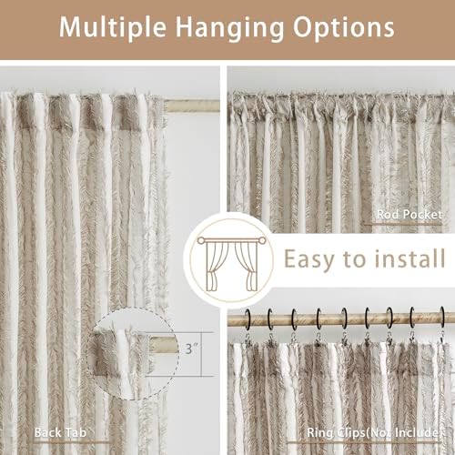 PRIMROSE Light Filtering Sheer Curtains for Living Room 96 Inches